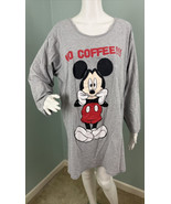 Disney 3/4 Sleeve Gray Mickey Mouse No Coffee!! Pajama Sleepshirt Sz XL - £13.94 GBP
