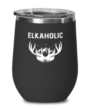 Wine Glass Tumbler Stainless Steel Funny Elkaholic  - $32.95