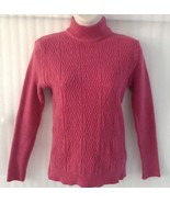 Womens Rose Pink Knit Sweater Top size 8/10/M Mock Neck Winter Long Sleeve - $15.84