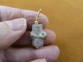 (CR504-42) 5/8&quot; Fairy Stone Pendant Christian Cross Staurolite Crystal Gold - £14.78 GBP