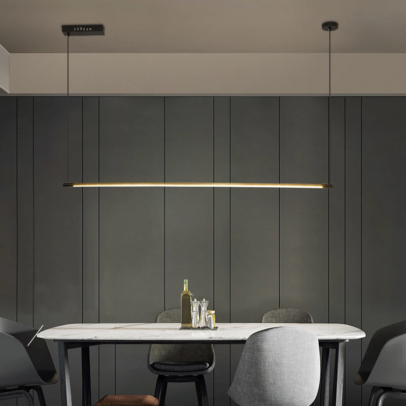 Gner simple modern personalized warm dining room bar black led strip minimalist pendant thumb200
