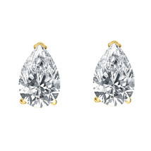 1Ct Birne Künstlicher Diamant Solitaire Korb Ohrringe Nieten 14K Gelb Vergoldet - £140.91 GBP