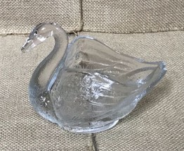 Vintage Fenton Clear Glass Swan Trinket Candy Dish Elegant Bird - £11.87 GBP