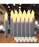 White 12 Pcs. 6 Point5&quot; Flameless Led Taper Candles, Battery, No Remote. - £21.08 GBP