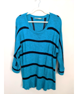 Soft Surroundings Knit Striped Venice Sweater Teal XL Dolman Loose Open ... - $340.13 MXN