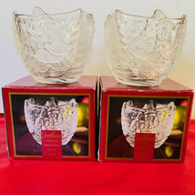 2 Gorham Holiday Traditions Snowy Sweethearts 3 1/2&quot; Crystal Votive Holders  - £12.07 GBP