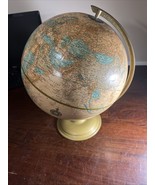 Vintage 12&quot; Crams Imperial World Globe On Brass Tone Metal Stand W/ Russia - $49.99