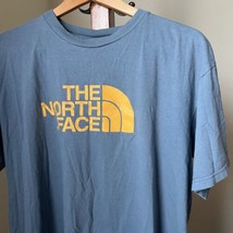 The North Face T-Shirt Men&#39;s Half Dome Short Sleeve Blue Yellow Cotton S... - $16.82