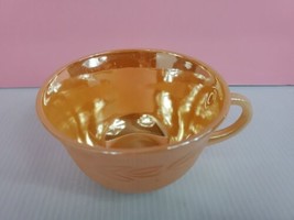 Vintage Fire King Peach Orange Luster Laurel Leaf Tea Coffee Cup Anchor Hocking  - £3.95 GBP