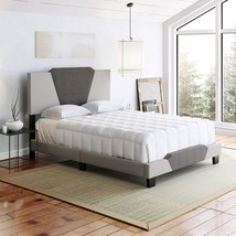 Boyd Sleep Tuscany Two Tone Panel Upholstered Platform Bed With Headboard, - $221.96