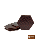 Luxury Hexagon Leather Coaster Set – Brown Coasters with Holder, 6 Coasters - $94.46 CAD