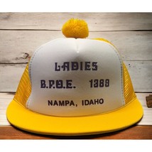 Ladies BPOE Snapback Hat Vintage Trucker Short Brim Pom Pom Top Elks Nampa Idaho - $17.97