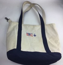 Lands End Small Canvas Tote Bag Made In USA Natural Monogrammed BBC - £15.55 GBP