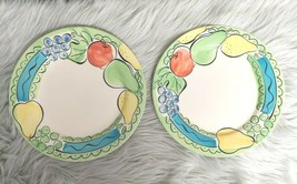 Vintage Lot of 2 Sango Orchard Round Dinner Plate Hand Painted Retro10 3/4&quot; - £15.82 GBP