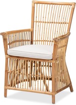 Baxton Studio Rose Natural Rattan Armchair, Light Honey - £115.83 GBP