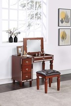Cherry Vanity Set w/ Stool &amp; Storage Drawers - $879.19 CAD