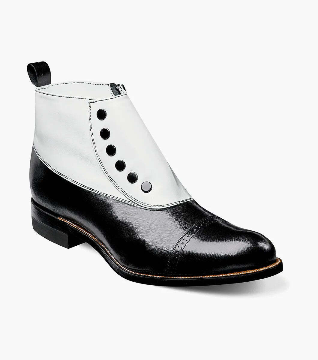 00026 , Stacy Adams Shoes High Top with Studs Spats Leather Two Tone All Colors