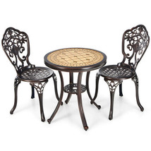 3-Piece All-Weather Cast Aluminum Patio Bistro Set-Copper - Color: Copper - $521.65 CAD