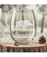 Wild Pig Boar Etched Glasses - Wine, Champagne, Pint Glasses, Shot Glass - $24.99+