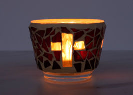 Handmade mosaic candle holder, Christmas religious gift, Table oil vigil lamp - £32.86 GBP