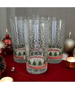 Libbey LRS61 TREES &amp; SNOW Set of 4 5-1/4&quot; 12oz Tumblers Glasses Christma... - $36.62