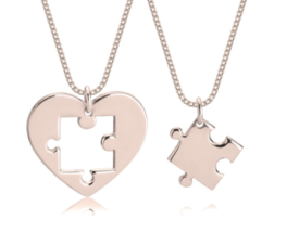 Heart Puzzle Necklace: Sterling Silver, 24K Gold, Rose Gold - £119.22 GBP