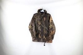 Vintage Cabelas Womens Medium Mossy Oak Camouflage Soft Cloth Hooded Rain Jacket - £55.28 GBP