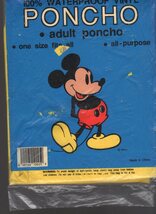 Walt Disney Mickey Mouse Vinyl Rain Poncho Yellow Waterproof Adult One Size  - $8.75