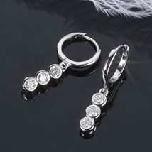Luxury Hoop Earrings for Women 33 Stone Moissanite Bar Dangle Huggie Earrings Si - £43.02 GBP