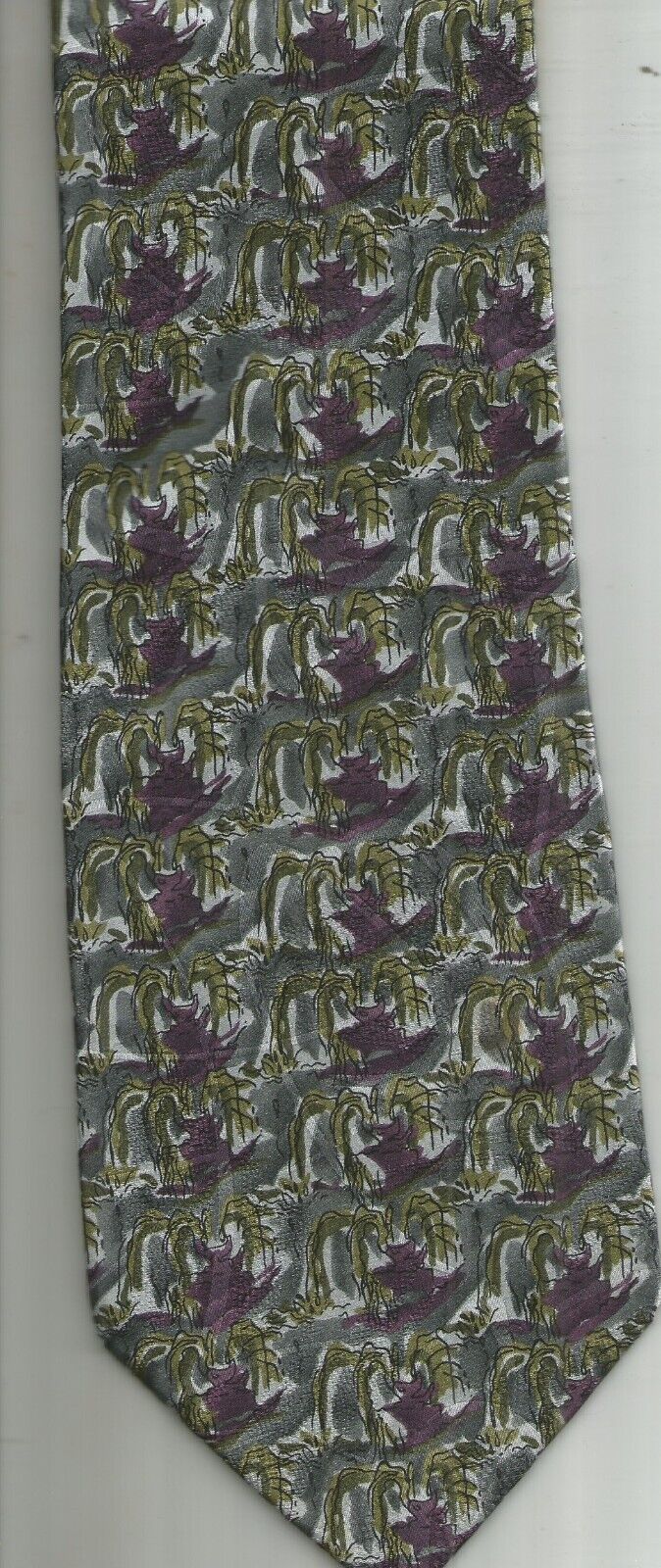 J. Garcia Necktie Collection Fifteen In the Park Silk Grey / Lavender SH... - $12.99
