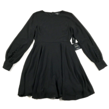 Lulus Kleid Damen Klein Schwarz Cottagecore Fit Und Flare Lange Ärmel - $49.48