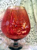 Cranberry Etched Brandy Snifter/Vase 8&quot; - $25.00