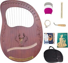 Lyre Harp, 16 Strings Mahogany Solid Wood Metal String Adult/Child Musical - £62.31 GBP