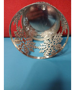 Bath &amp; Body Work 3 Wick Candle Holder Silver Metal Snowflake Winter Disc... - $13.56