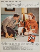 1959 Print Ad 7UP Soda Pop Couple &amp; Basset Hound Dog Toy Tiger - $19.78