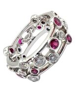 Authentic! Tiffany &amp; Co Platinum Diamond Ruby Bubbles Band Ring Size 5.5 - $7,250.00