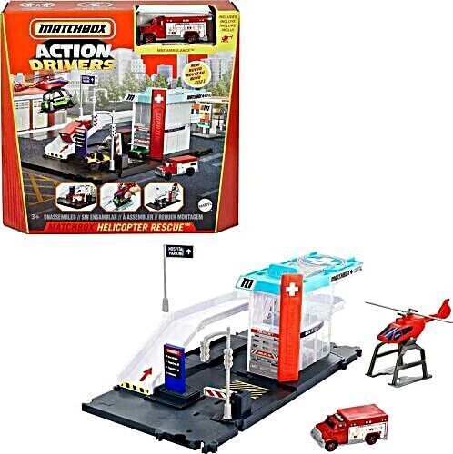 Action Drivers Helicopter Rescue Playset, Streichholzschachtel - £38.66 GBP
