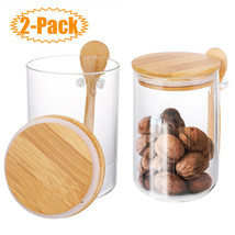 Glass Food Storage Jars Containers With Airtight Bamboo Lids Pack Of 2 4... - $37.99