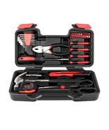 Tool Set 39-pcs Red Portable Home Tools Kit W/ Case Claw Hammer Screwdri... - $579.38 MXN