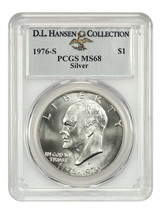 1976-S $1 PCGS MS68 (Silver) ex: D.L. Hansen - $254.63