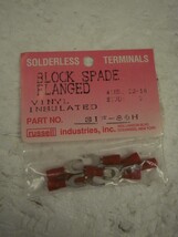 Solderless TERMINALS- Block SPADE- FLANGED- WIRE:22-18- STUD:#8- NEW- H79 - £2.89 GBP