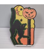 VTG Halloween Embossed DieCut Jack O&#39; Lantern Black Cat H.E. LUHRS BEIST... - $37.37