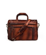 Handcrafted Leather Laptop Messenger Bag – Croc Texture – Vintage Brown - €76,11 EUR