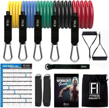 Fitness Insanity Resistance Bands Set 5-Piece Exercise Bands Portable Home NIB - £19.86 GBP