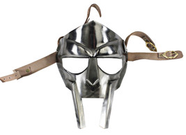 Medieval Gladiator Costume Mask Reenactment Adult Custom Crafted Handmade Silver - £55.49 GBP