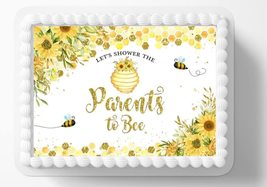 Parents To Be Coed Baby Shower Bee Theme Edible Image Edible Birthday Cake Toppe - $16.47