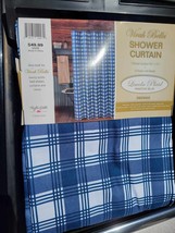 Blue Plaid Shower Curtain w/ Hooks 13 Pc Set 50% Off Msrp; Sale Benefits Charity - $25.24