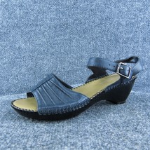 St. John&#39;s Bay  Women Ankle Strap Sandal Shoes Blue Leather Size 6 Medium - £19.42 GBP