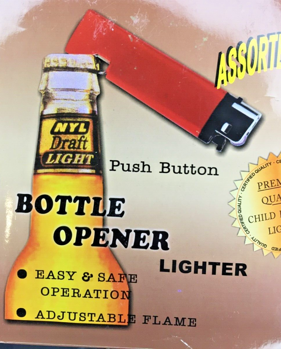 Primary image for Bottle Opener   Disposable Lighters Black Adjustable Flame (50) Display