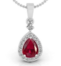 5.25 ct Red Ruby pendant Pear cut 925 sterling silver stone pendant - £43.52 GBP